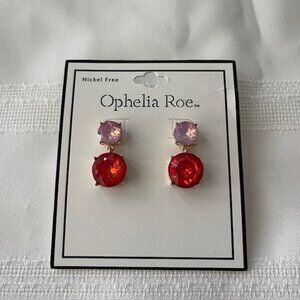 Ophelia Roe Pink and Red Pierced Earrings - NEW